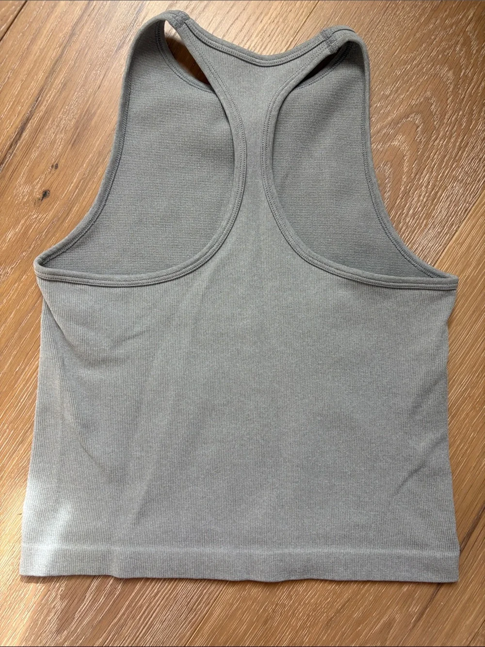 Free People Ribbed High Neck Tank Top Grey Yoga Pilates Cropped Stretch